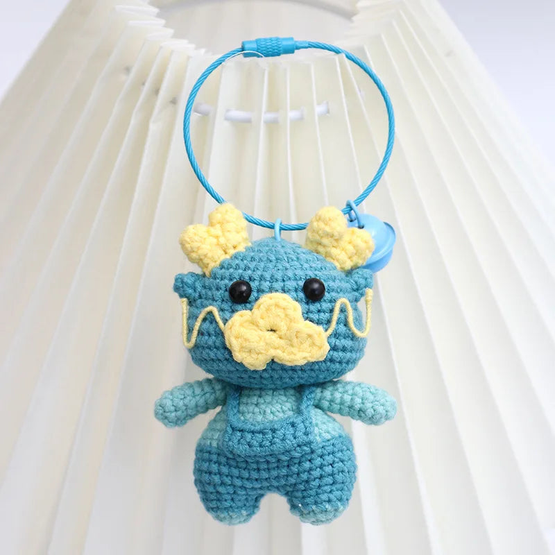 New 12 zodiac Dragon Handmade knitted Crochet Doll Pendants Room Decor DIY Cute Animal Doll Keychain Christmas Birthday Gifts E1 - ihavepaws.com