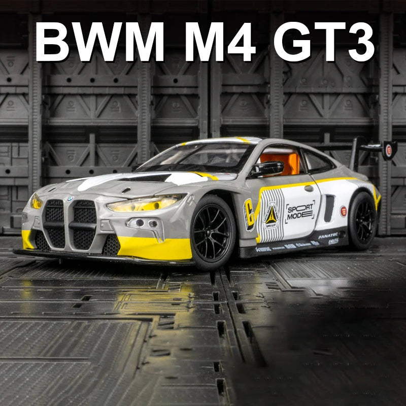 1:24 BMW CSL Alloy Track Racing Car Model Diecast Metal Toy Car Sports Model Simulation Sound and Light Collection Children Gift M6 GT3 gray - IHavePaws