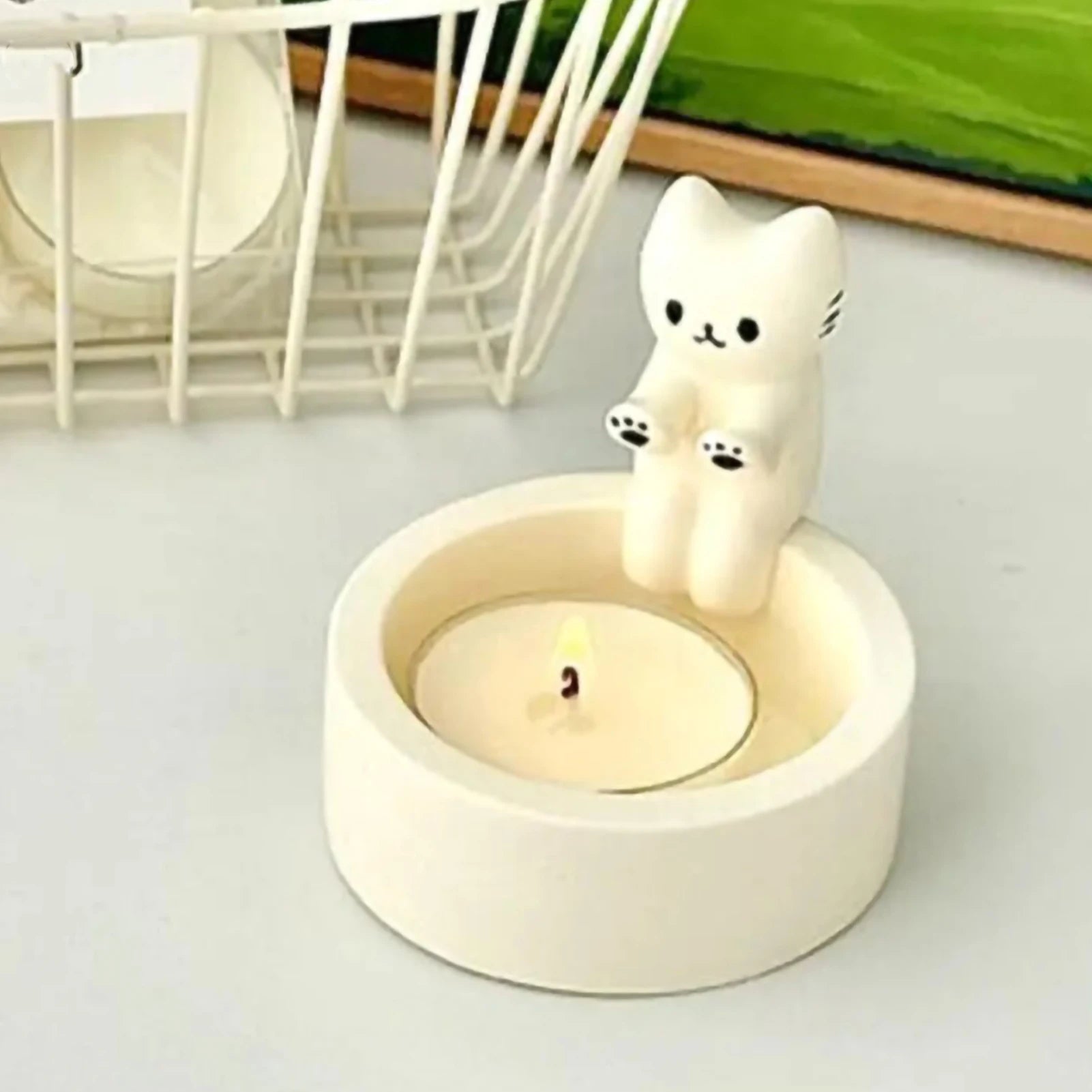 Kitten Candle Holder Cute Grilled Cat Aromatherapy Candle Holder Desktop Decorative Ornaments - IHavePaws