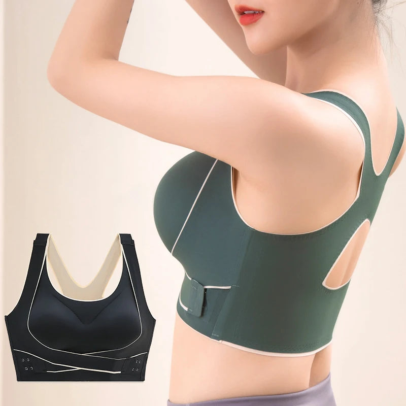 Sports Bra Front Adjustable Buckle Wireless Padded Comfy Gym Yoga Underwear Breathable Workout Fitness Top Low Intensity Women - IHavePaws