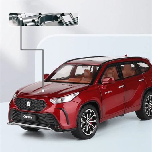 1:24 Crown KLUGER SUV Alloy Car Model Diecasts Metal Toy Off-road Vehicles Car Model High Simulation Sound and Light Kids Gifts