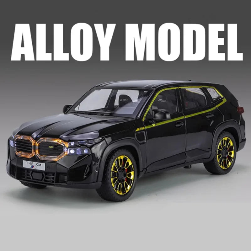 1:24 BMW XM SUV Alloy Sports Car Model Diecast Metal Car Vehicles Model Simulation Sound and Light Collection Childrens Toy Gift Black - IHavePaws