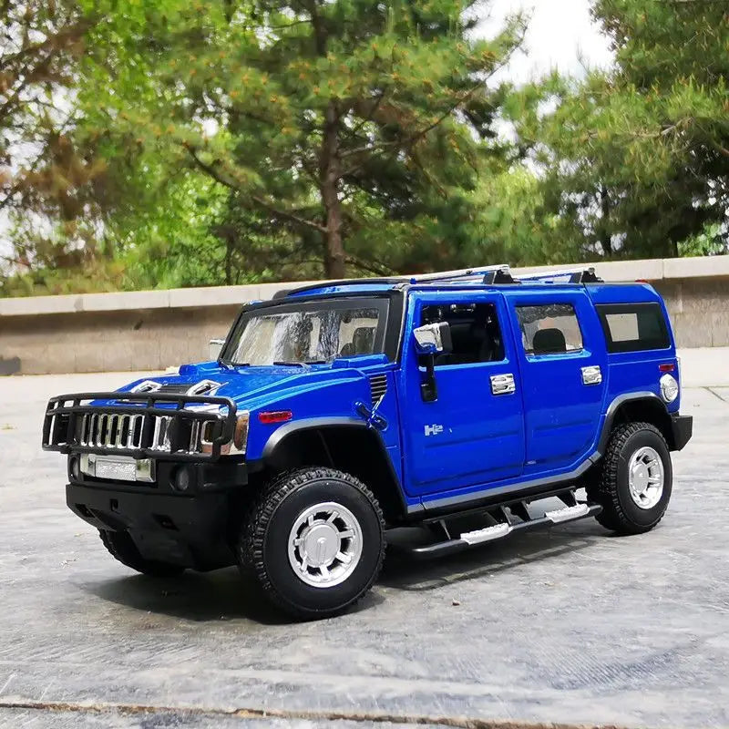 1:24 HUMMER H2 SUV Alloy Car Model Diecast & Toy Metal Off-road Vehicles Car Model High Simulation Collection Childrens Toy Gift Blue - IHavePaws