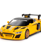 1:24 AUDI R8 GT2 Alloy Track Racing Car Model Diecast Metal Toy Sports Car Model Simulation Sound and Light Collection Kids Gift Yellow - IHavePaws