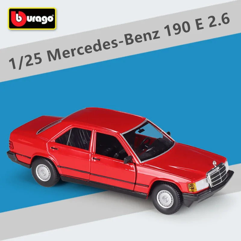 Bburago 1:24 Mercedes-Benz 190 E 2.6 Alloy Car Model Simulation Diecast Metal Classic Retro Old Car Vehicles Model Kids Toy Gift Red - IHavePaws