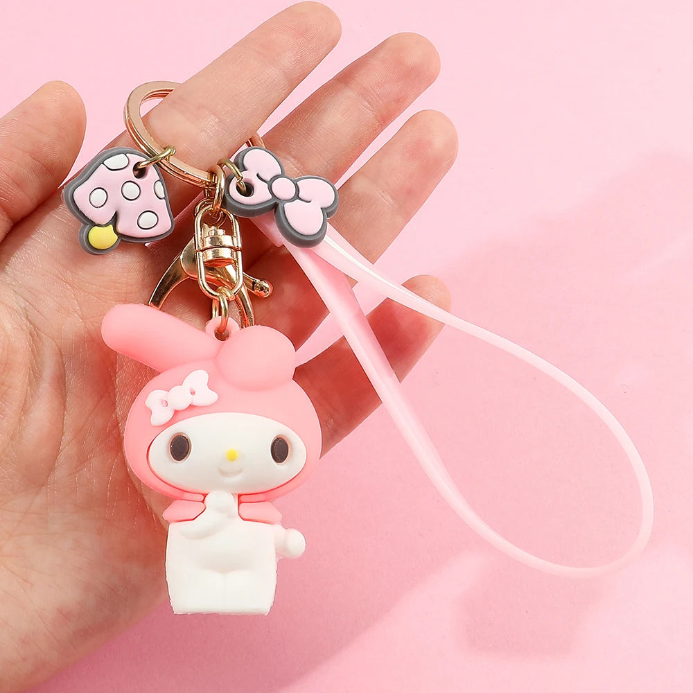 Kawaii Hello Kitty Keychain Sanrio Anime Cartoon Melody Kuromi Cinnamoroll Toys Cute Pendant Dolls Car Key Ring Girl&Child Gifts Big-eared dogs - ihavepaws.com