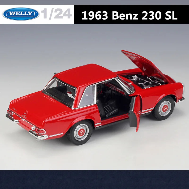 WELLY 1:24 Mercedes-Benz 230SL Alloy Classic Car Model Simulation Diecast Metal Retro Old Car Model Collection Children Toy Gift