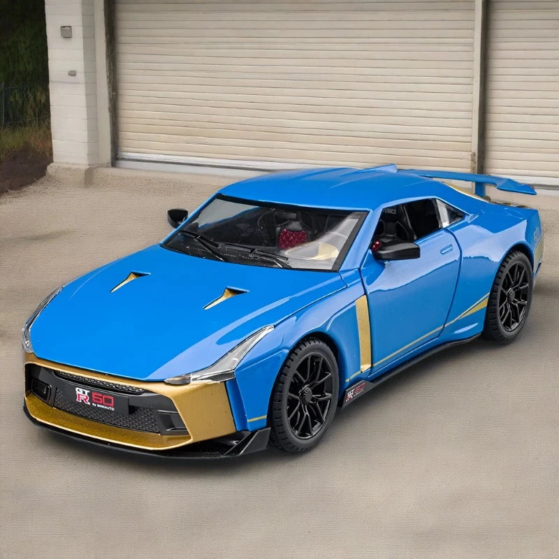 1:24 Nissan GTR50 Alloy Sports Car Model Diecasts Metal Toy Race Car Model Simulation Sound and Light Collection Childrens Gifts Blue - IHavePaws