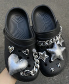 Y2K Shoe Charms for Crocs DIY Silver Five-pointed Star Decoration Buckle for Croc Shoe Charm Accessories Kids Party Girls Gift A - IHavePaws