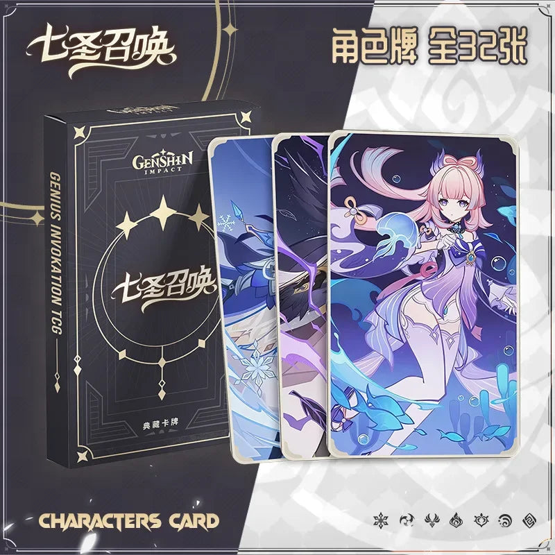 32 Pieces New Genshin Impact Genius Invokation TCG Ganyu Collei Keqing Diluc Klee Mona Noelle Character Cards for Fans Gift - IHavePaws