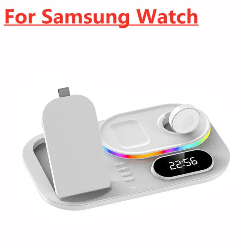 OmniCharge 4-in-1 Wireless Charging Stand with Light and Digital Clock White for Samsung - ihavepaws.com