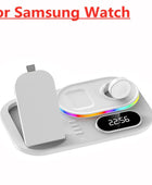 OmniCharge 4-in-1 Wireless Charging Stand with Light and Digital Clock White for Samsung - ihavepaws.com