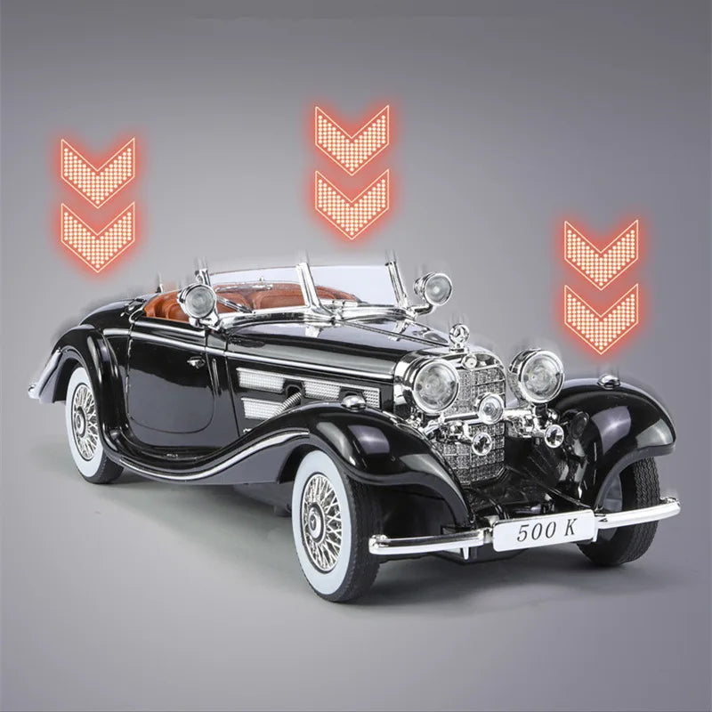 1:24 1936 Benz 500K Alloy Car Model Diecast Metal Toy Classic Vehicle Car Model Simulation Sound and Light Collection Kids Gift - IHavePaws