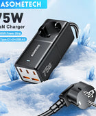 75W GaN Desktop Fast Charger Power Strip QC4.0 3.0 PD3.0 Charging Station for IPhone 14 13 Pro Max Xiaomi Samsung MacBook Laptop