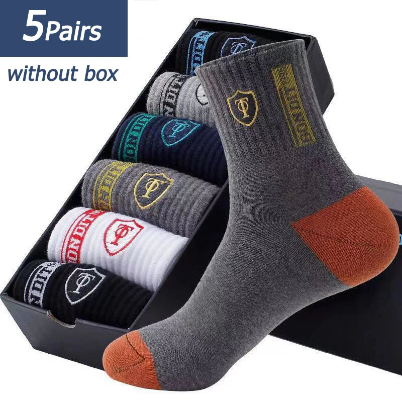 5Pairs Breathable Cotton Sports Stockings Men Bamboo Fiber Autumn and Winter Men Socks Sweat Absorption Deodorant Business Sox A / EUR 38-43 - IHavePaws