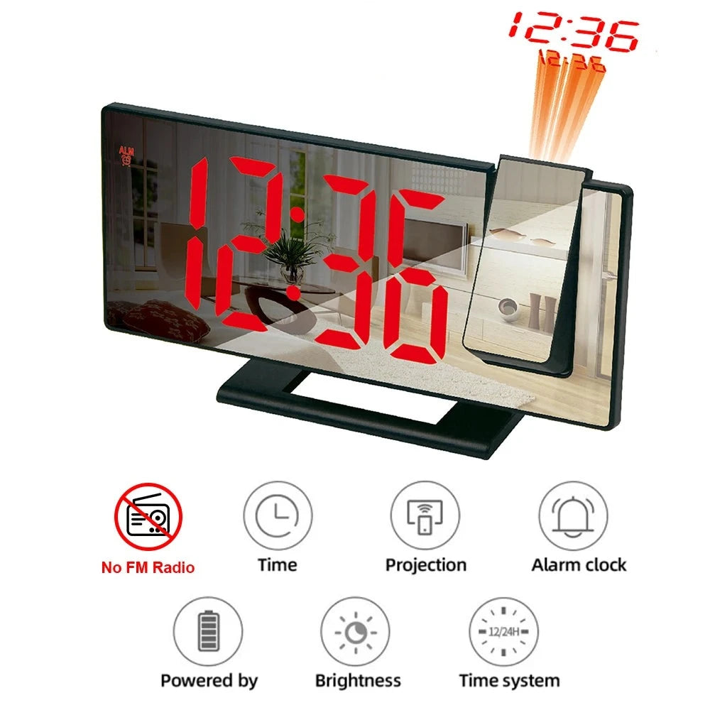LED Digital Projection Alarm Clock Electronic Alarm Clock with Projection FM Radio (C) Red on Black - IHavePaws