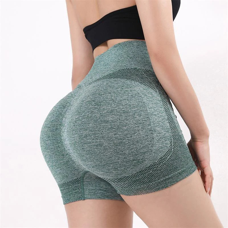 New Seamless Tie Dye Push Up Yoga Shorts For Women High Waist Summer Fitness Workout Running Cycling Sports Gym Shorts Mujer Solid Green / S - ihavepaws.com