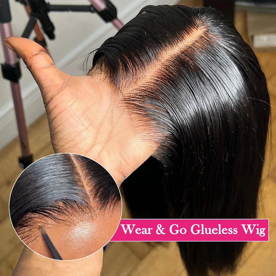 Wear Go Glueless Wig 30 36 Inch Bone Straight 13x4 HD Lace Frontal Wig Human Hair Pre plucked 6x4 Transparent HD Lace Front Wig