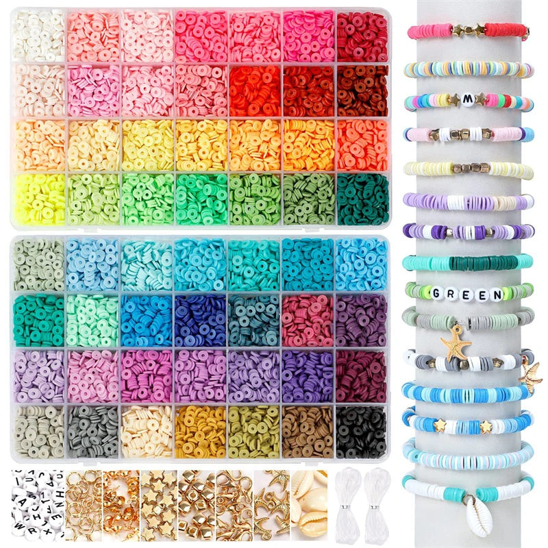 6MM Polymer Clay Flat Beads Set For Jewelry Making Accessories Kit Boho Clay Chips Beads For Bracelet Making Set Children Gifts 5600pcs - IHavePaws