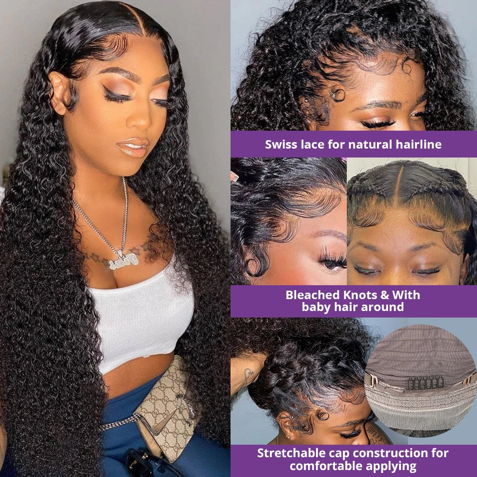 Curly Lace Front Wig Human Hair 13x4 Kinky Curly Lace Frontal Wig Brazilian Transparent Lace Wigs 200 Density Brazilian MYLOCKME