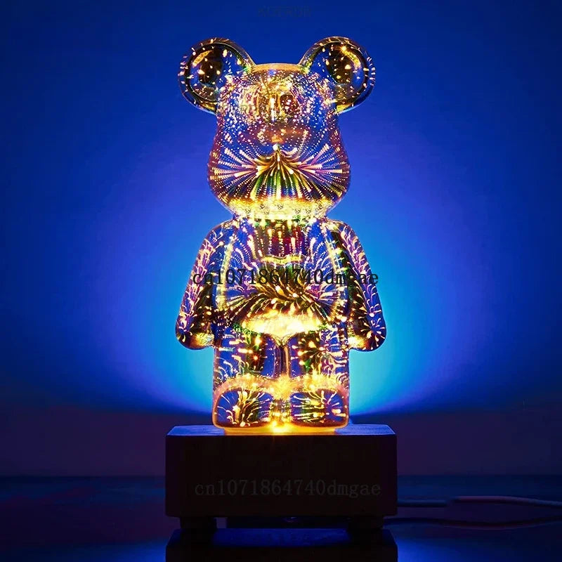 3D Fireworks Bear Night Light Lamp - IHavePaws