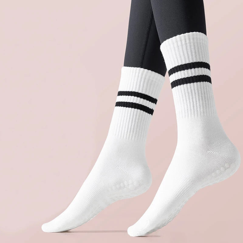 2024 Yoga Non-slip socks Silicone Indoor Women Professional Fitness Socks gym Floor Dance Pilates Mid-tube Bottom Sports Socks White / EU35-40 - IHavePaws