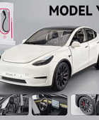 1:24 Tesla Model 3 Model Y Model X Roadster Alloy Car Model Diecast Metal Toy Vehicles Car Model Simulation Sound and Light Model Y white - IHavePaws