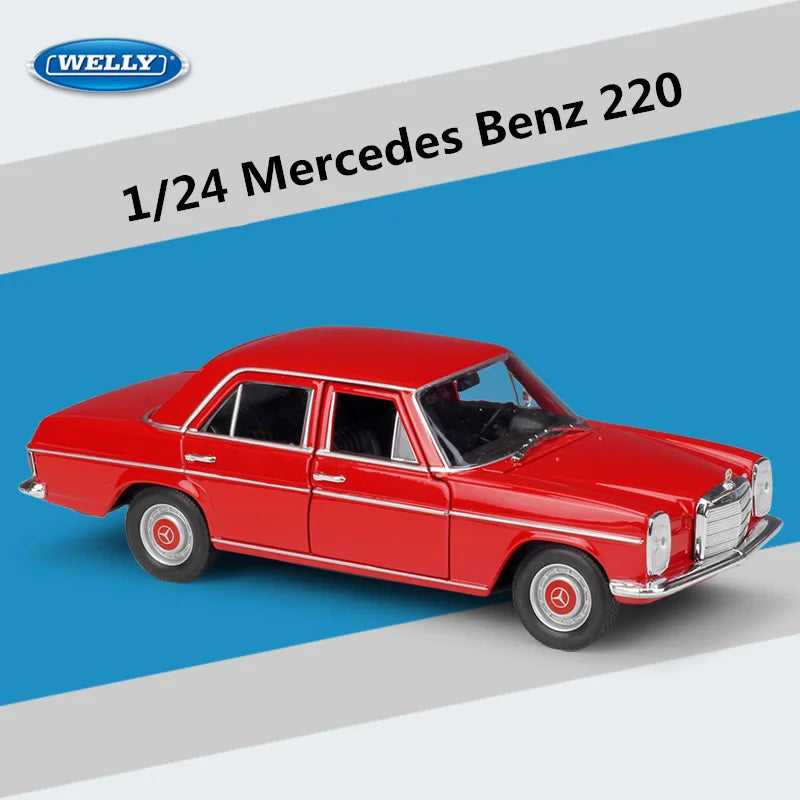 WELLY 1:24 Mercedes-Benz 220 Alloy Car Model Simulation Diecasts Metal Classic Retro Old Car Model Collection Childrens Toy Gift Red - IHavePaws