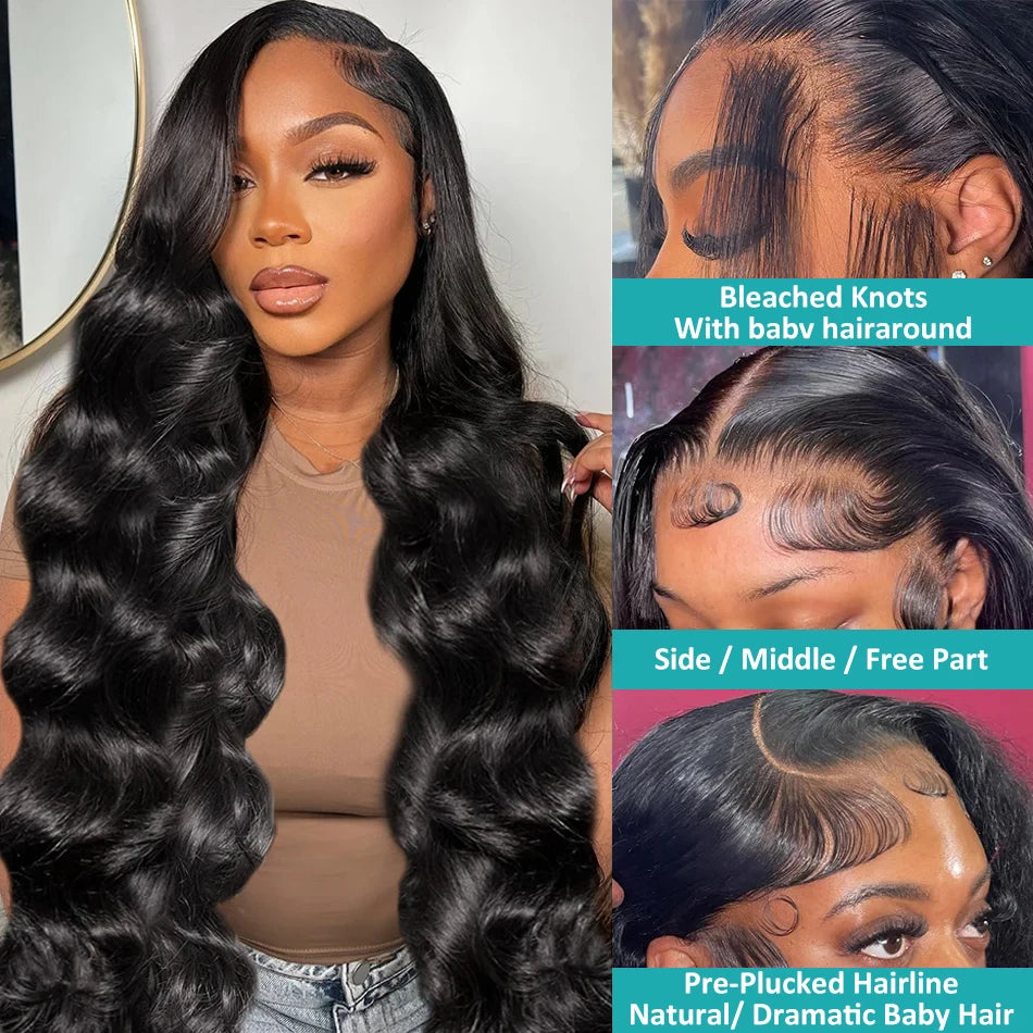 30 Inch HD Transparent 13x4 13x6 Pre Plucked Body Wave Lace Frontal Wig Human Hair Brazilian Lace Front Wig Women