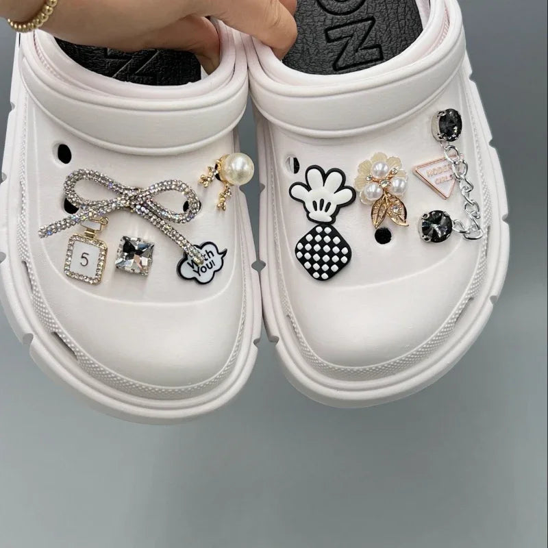 Shoe Charms for Crocs DIY Alloy Diamond Pearl Detachable Decoration Buckle for Croc Shoe Charm Accessories Kids Party Girls Gift - IHavePaws