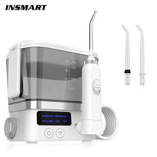 Oral Irrigator USB Rechargeable 10 Levels Water Flosser Portable Dental Water Jet 600ML Water Tank Household Teeth Cleaner - ihavepaws.com