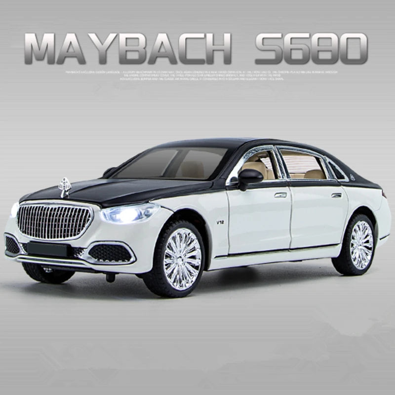 1:22 Maybach S400 Alloy Luxy Car Model Diecasts Metal Metal Toy Vehicles Car Model High Simulation Sound and Light Kids Toy Gift S680 White - IHavePaws