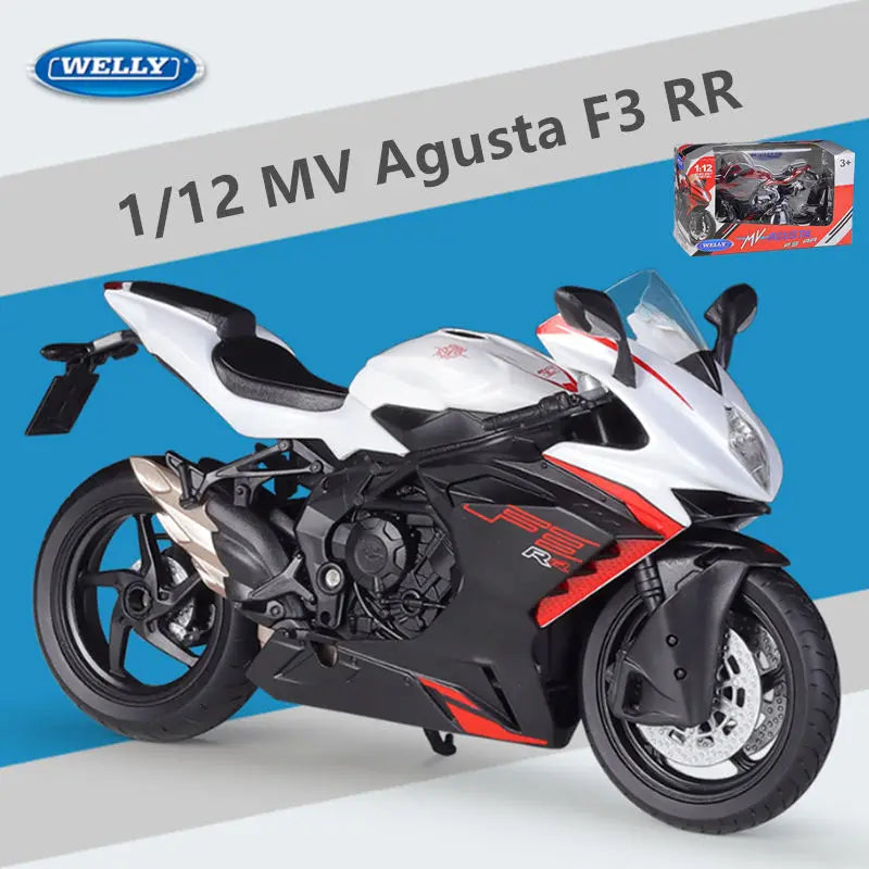 WELLY 1:12 2022 MV Agusta Superveloce Ago Alloy Racing Motorcycle Scale Model Diecast Street Motorcycle Model Simulation White - IHavePaws