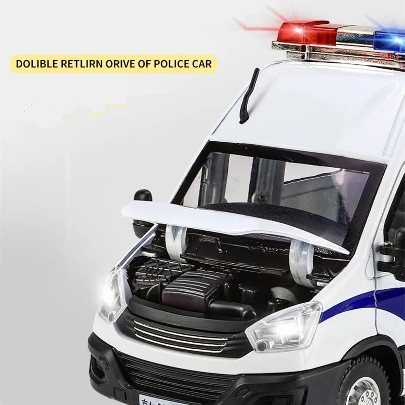 1:24 Alloy Armored Car Model Diecast Police Riot Vehicles Car Metal Explosion Proof Car Model Sound and Light Childrens Toy Gift - IHavePaws