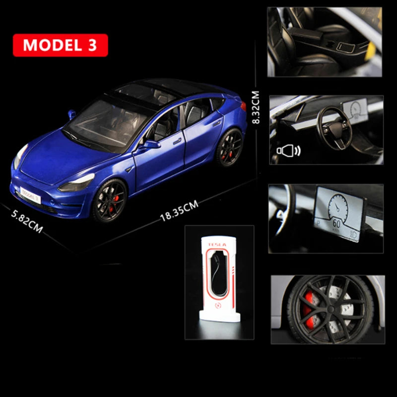 1:24 Tesla Model Y SUV Alloy Car Model Diecast Metal Toy Vehicles Car Model Simulation Collection Sound and Light Childrens Gift Model 3 Blue 1 - IHavePaws