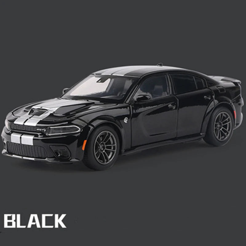 1:32 Dodge Challenger SRT Alloy Musle Car Model Diecasts Metal Toy Sports Car Model Simulation Sound Light Collection Kids Gifts Hellcat Black - IHavePaws