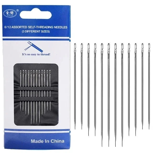 12PCS Side Holes Blind Needles Sewing Stainless Steel B-12PCS(Silver) - IHavePaws