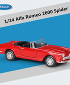WELLY 1:24 Alfa Romeo 2600 Spider Alloy Sports Car Model Diecast Toy Metal Classic Vehicles Car Model Collection Childrens Gifts Red - IHavePaws