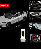 1:24 Tesla Model 3 Model Y Model X Roadster Alloy Car Model Diecast Metal Toy Vehicles Car Model Simulation Sound and Light Model 3 gray - IHavePaws