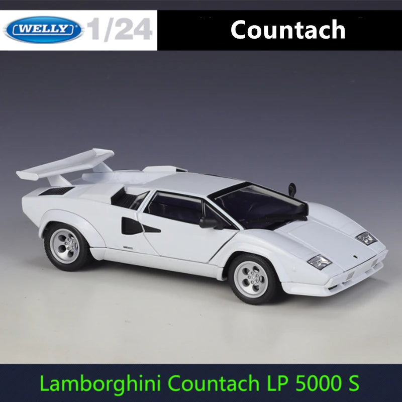 Welly 1:24 Lamborghini Countach LP5000s Alloy Sports Car Model Diecasts Metal Race Car Model Simulation Collection Kids Toy Gift White - IHavePaws
