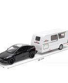 1/32 Alloy Trailer RV Car Model Diecast Metal Recreational Off-road Vehicle Truck Camper Car Model Sound and Light Kids Toy Gift F Black - IHavePaws