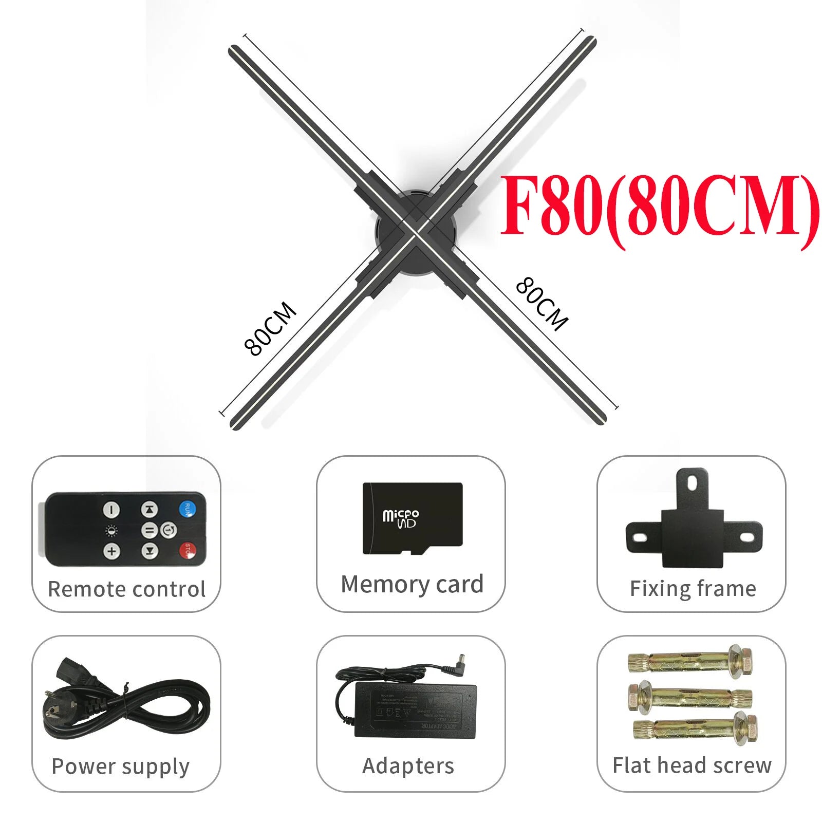 12-100CM 3D Advertising Projector Wifi Sign Holographic Lamp Player Remote Advertise Light US Plug / 80cm - IHavePaws