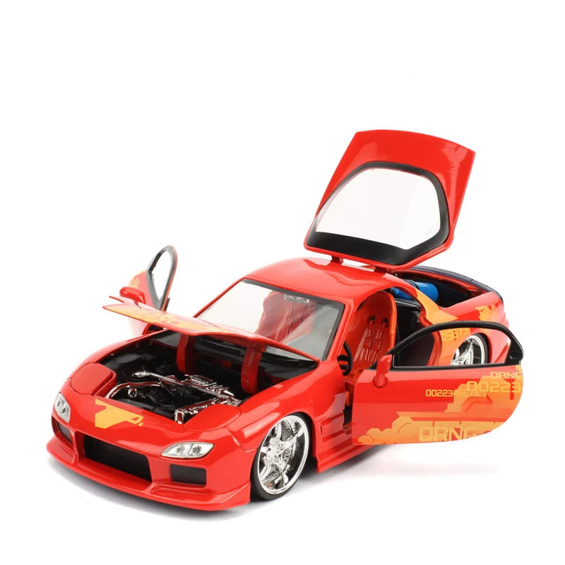 1:24 Mazda RX-7 Metal Modified Sports Car Model Diecasts Alloy Race Car Supercar Model Simulation Collection Childrens Toys Gift Orange - IHavePaws