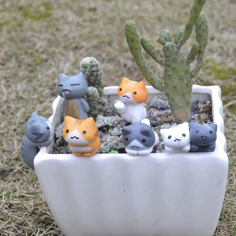 6Pcs/Set Cartoon Lucky Cat Home Garden Bonsai Decorations Miniatures Gift Lovely Micro Landscape Kitten Miniature Craft - IHavePaws