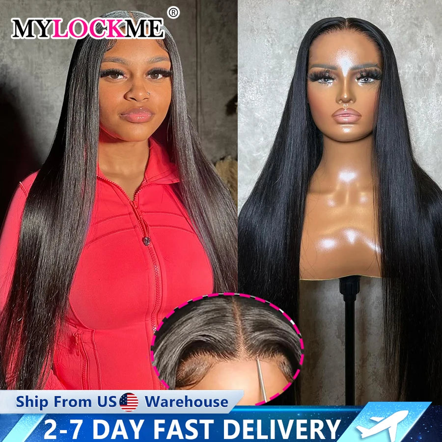 Glueless Wig Human Hair 6X4 5X5 Pre Cut Lace Closure Human Hair Wigs Brazilian Ready To Wear Straight Lace Wig Human Hair 180%