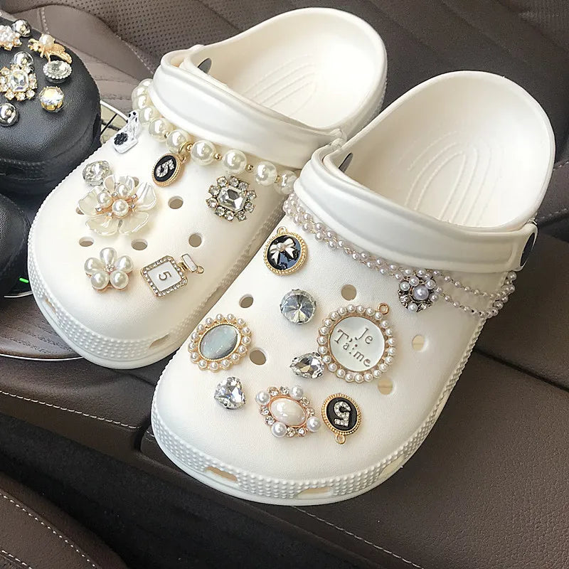 Luxury Rhinestone Pearl Charms for Croc Designer DIY Gem Shoes Decaration Charm for Crocs Clogs Kids Women Girls Gifts A - IHavePaws