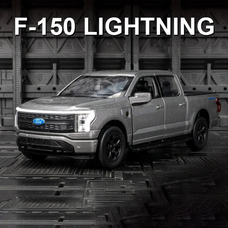 1:36 Ford Raptor F150 Pickup Alloy New Energy Car Model Diecast Metal Toy Off-road Vehicles Car Model Sound and Light Kids Gifts No Charging Gray - IHavePaws