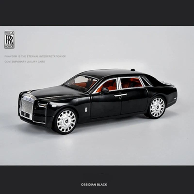 2022 New 1/18 Rolls-Royce Phantom Alloy Luxy Car Model Diecast Metal Toy Vehicles Car Model Simulation Sound and Light Kids Gift Black - IHavePaws