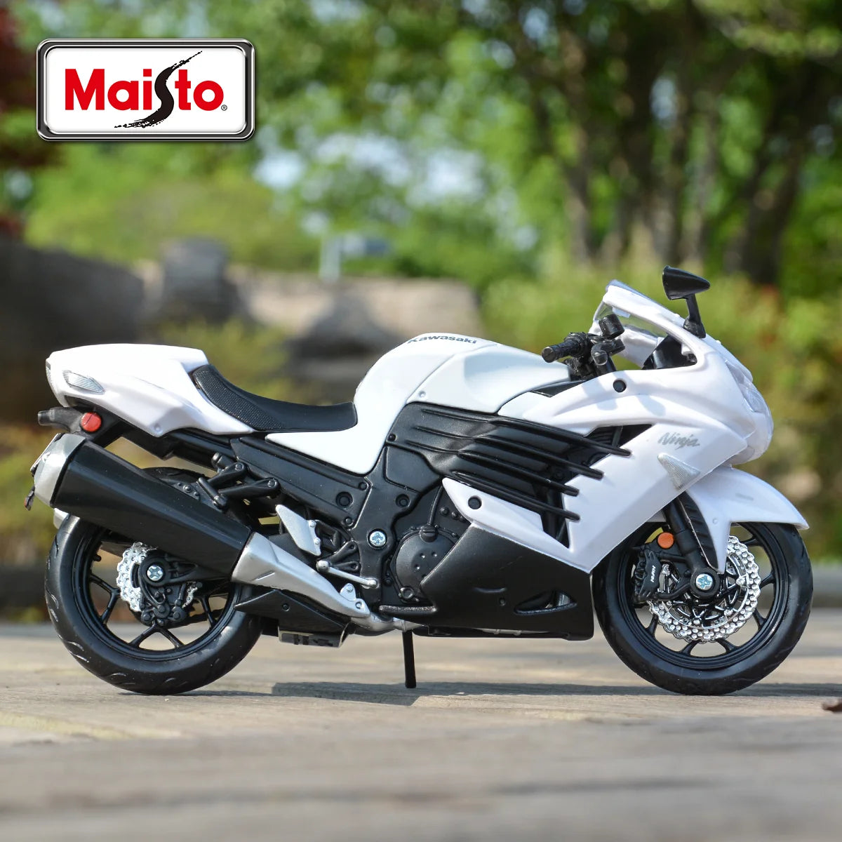 Maisto 1:12 Kawasaki Ninja ZX-14R Alloy Sports Motorcycle Model Diecast Metal Street Race Motorcycle Model Simulation White - IHavePaws