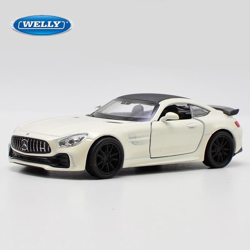 Welly 1:36 Mercedes Benz AMG GTR Alloy Sports Car Model Diecast Metal Toy Vehicle Car Model Simulation Collection Childrens Gift White - IHavePaws